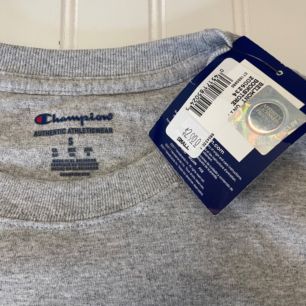 NWT Champion Belmont Bruins T-Shirt Unisex Adult Small Gray Short Sleeve Tee - Picture 2 of 6